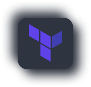 Terraform logo on a dark button